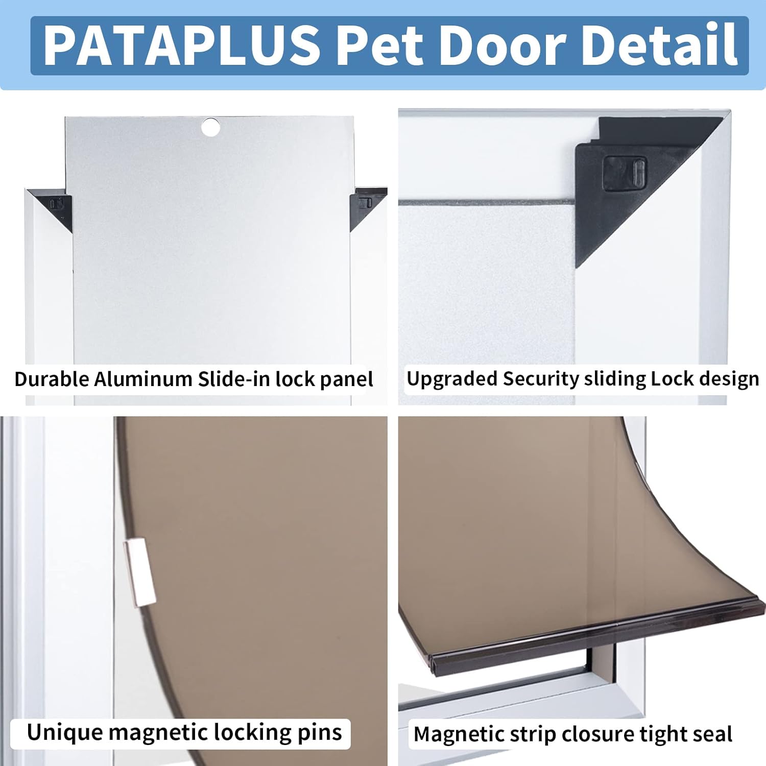 Dog Door with Slide-in Lock Panel and Magnetic Double Flaps, Aluminum Frame Pet Door (Medium) J832