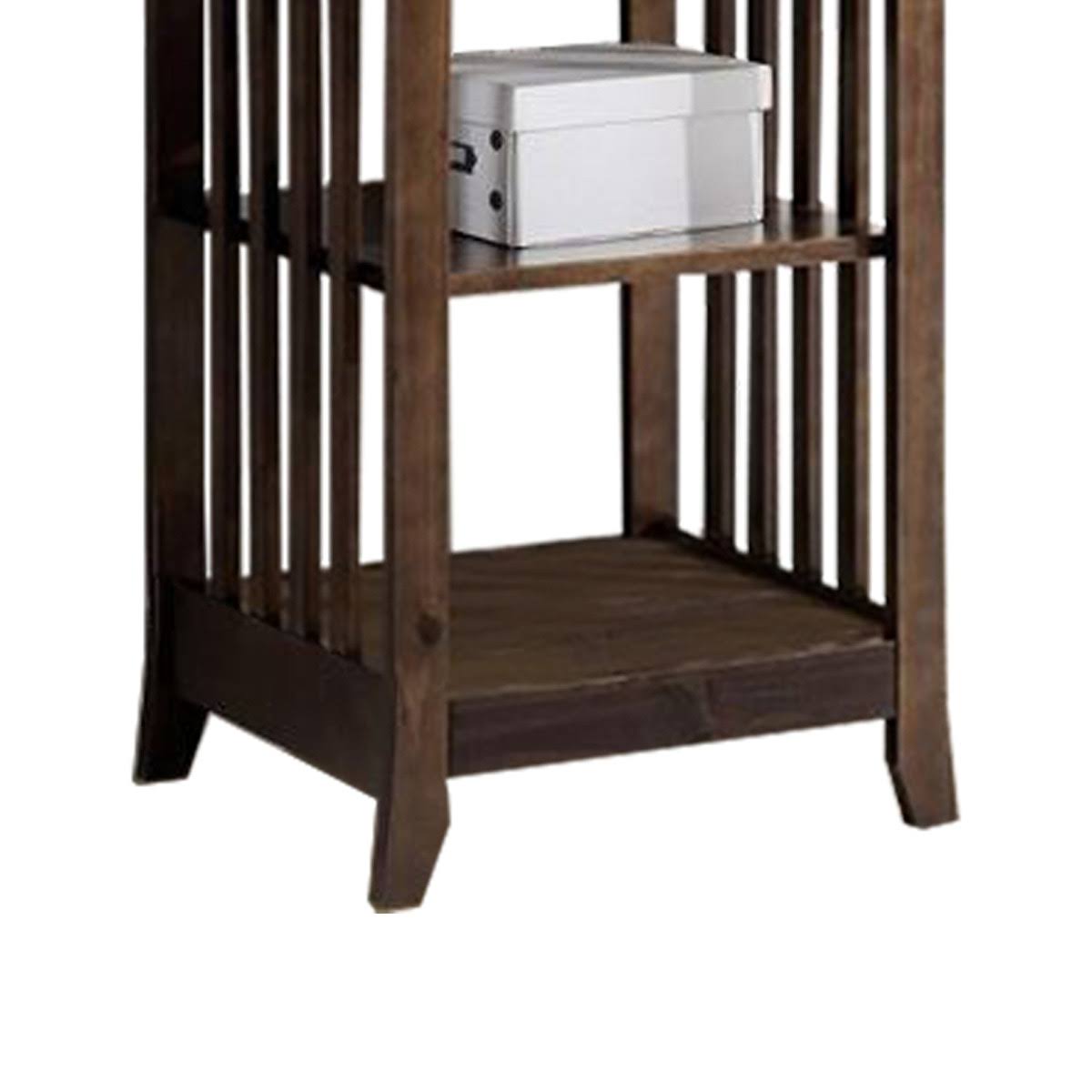 4 Tier Wooden Frame Bookcase with Slatted Side Panels, Brown K227963
