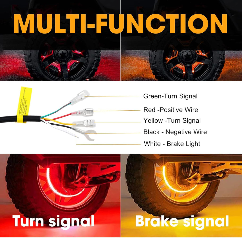 17'' Double Row RGB Wheel Ring Lights for Truck Car SUV Cart-4PCS D416747