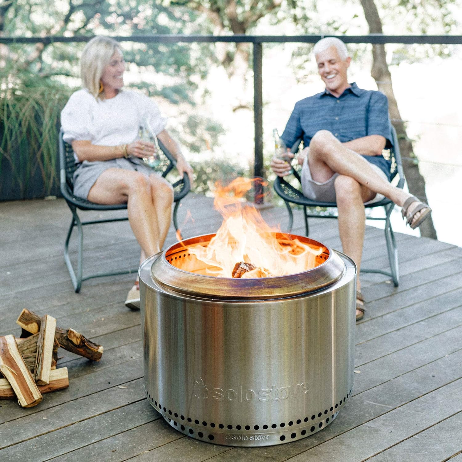 27x17 Inches Portable Wood Burning Smokeless Fire Pit with Camp Stove Accessories Q768606