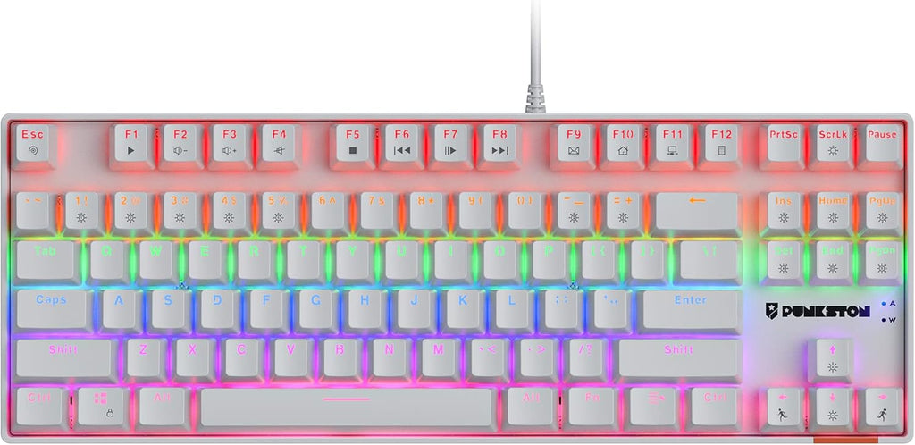 TK87 Mechanical Gaming Keyboard, RGB Rainbow LED Backlit TKL 87 Keys Anti-Ghosting Wired Keyboard Red Switch Black G814486