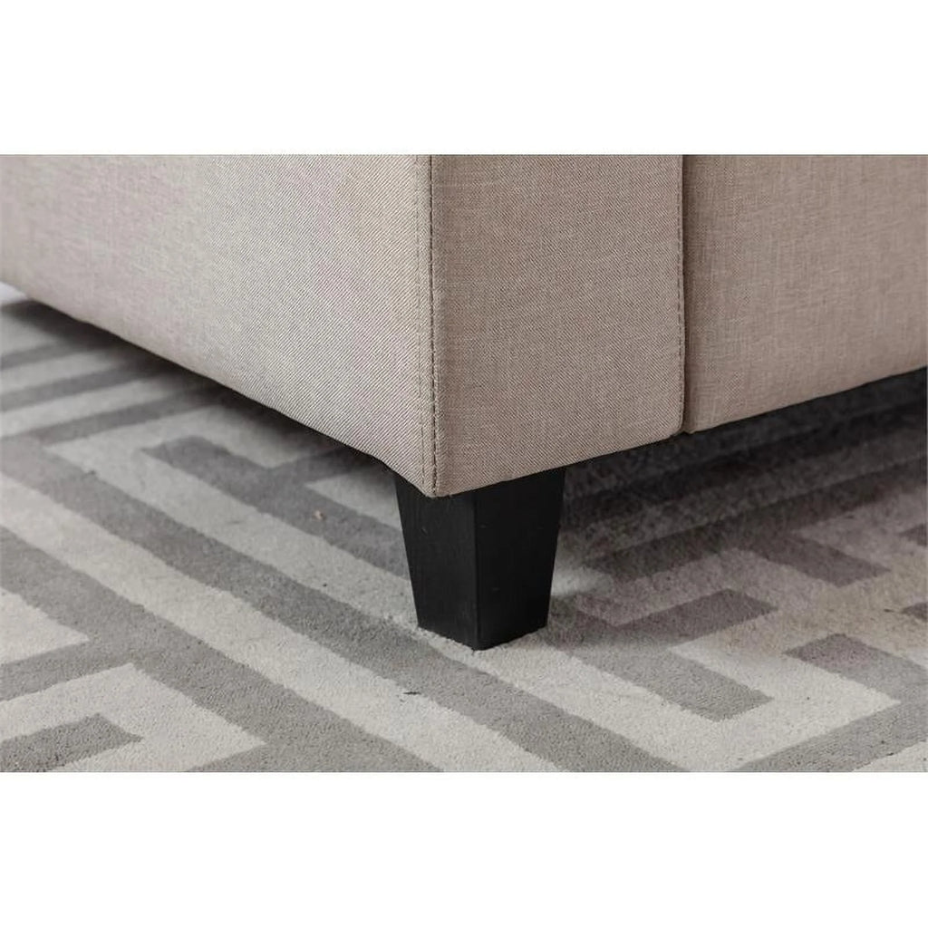 Beige Fabric Reversible Sectional with Charging Port and Storage Console O691571