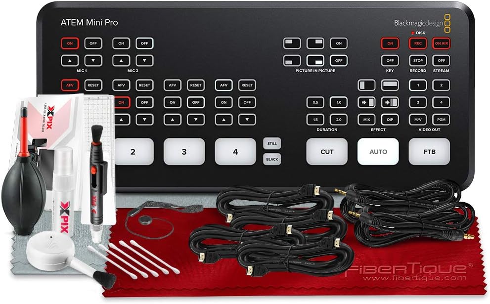 ATEM Mini Pro HDMI Live Stream Switcher with Basic Accessory Bundle O634