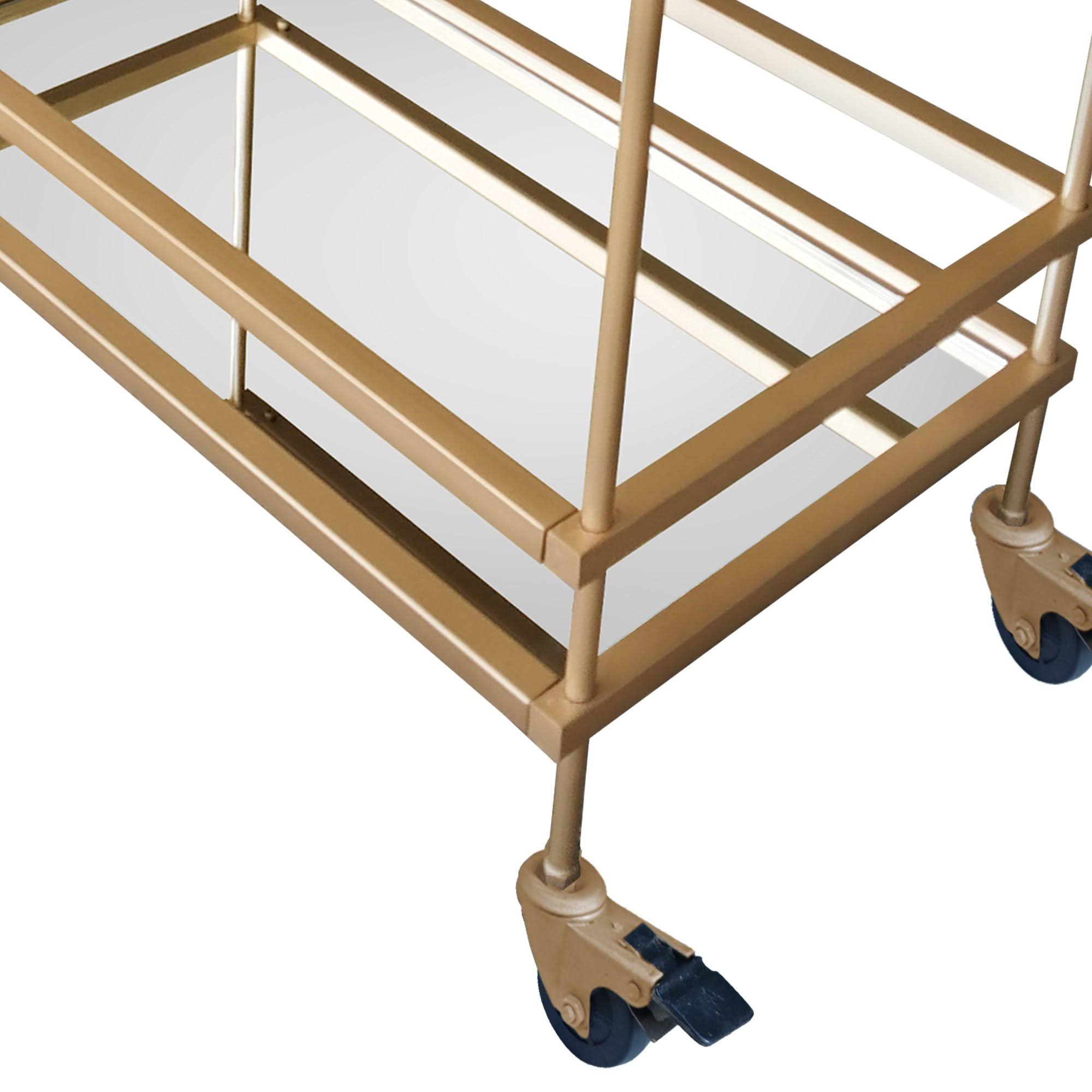 Gold Bar Cart with Two Glass Shelves I84629