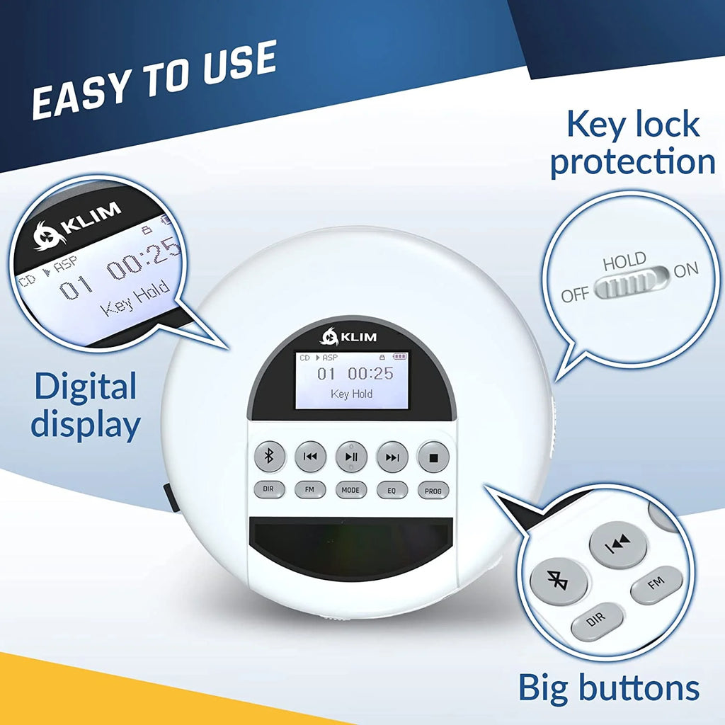 Portable CD Player with Bluetooth, White Y333