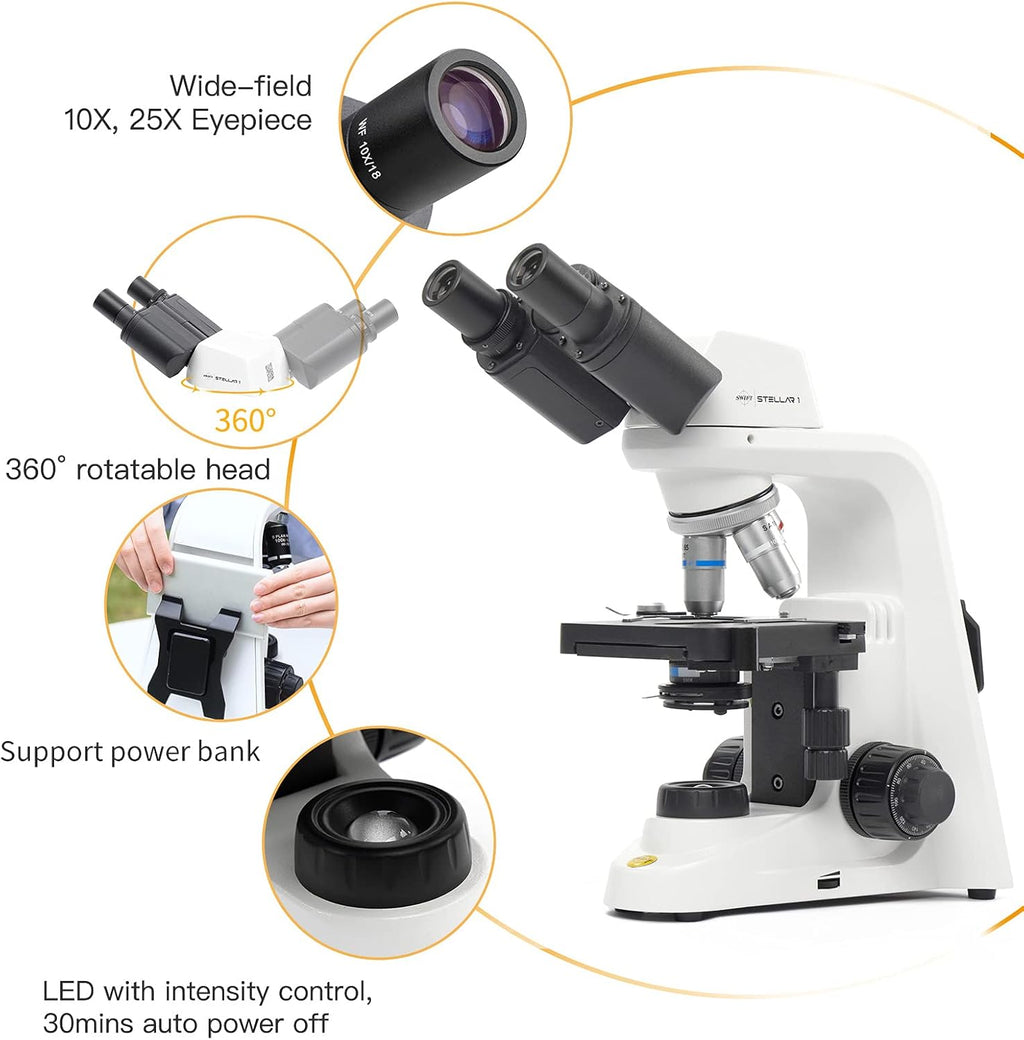 Professional Lab Compound Microscope, 40X-2500X Magnification, Binocular Head Q63299