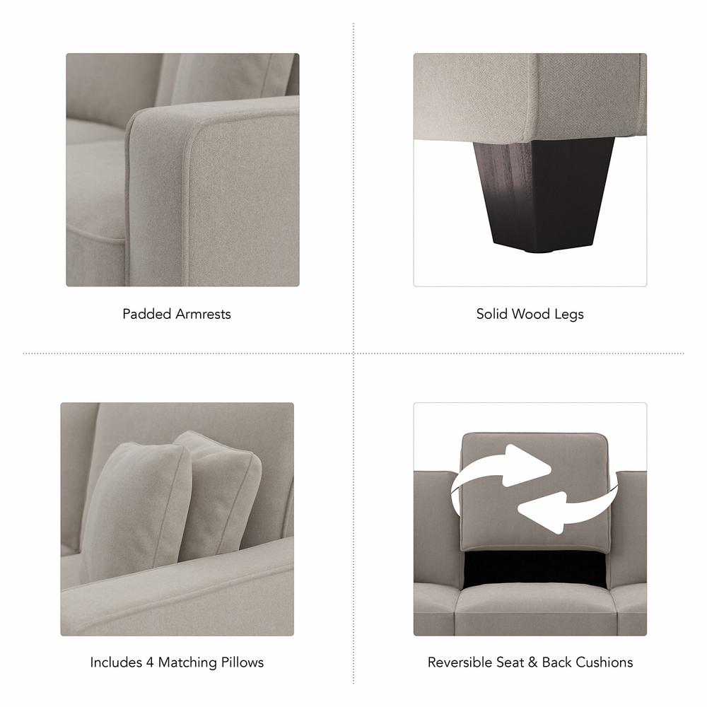 Beige Herringbone Fabric Sectional with Double Chaise F73656