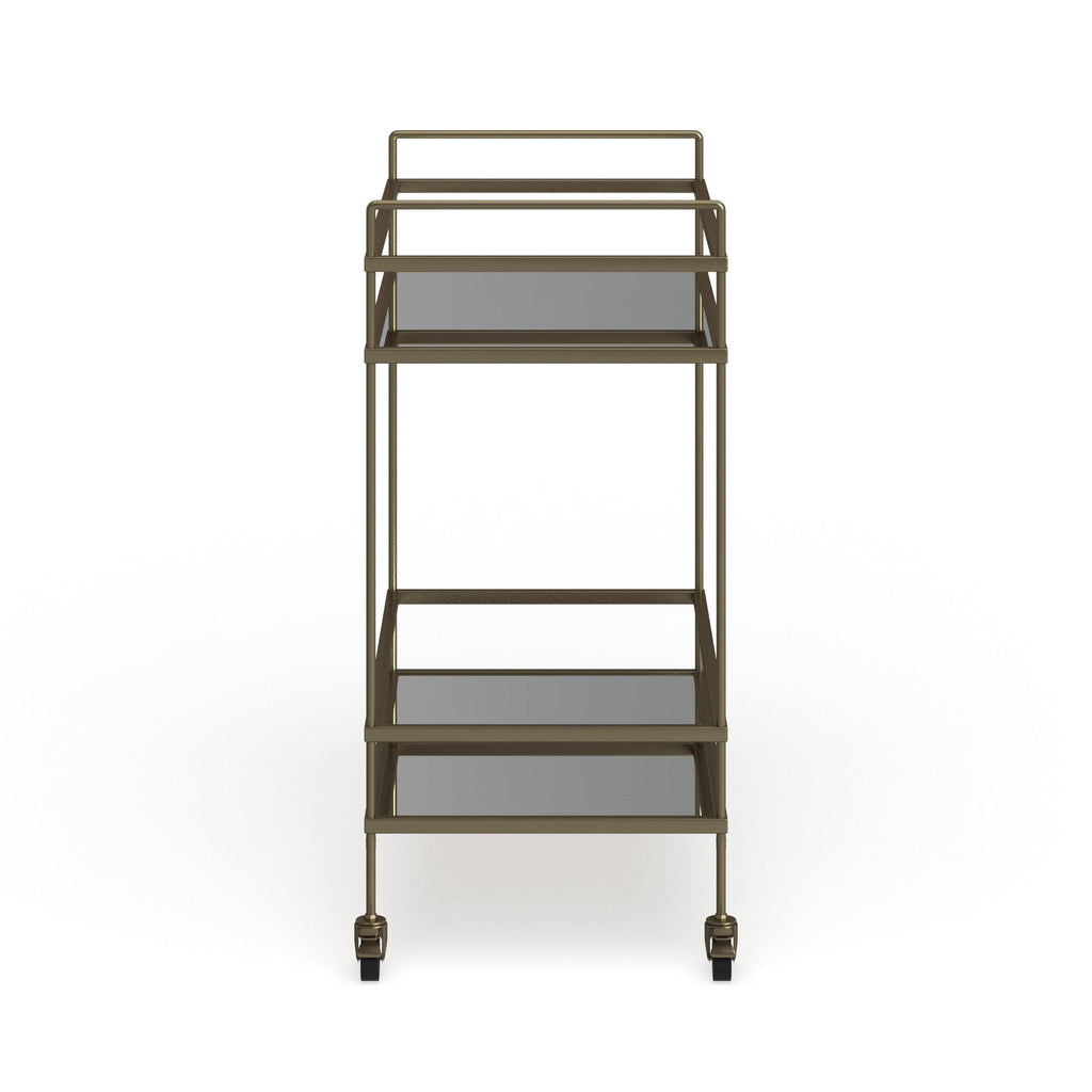 Gold Bar Cart with Two Glass Shelves I84629