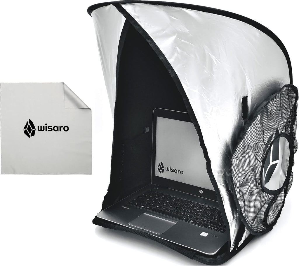 Laptop Sun Shade, Anti-Glare, Fits up to 17" Device, Foldable, with Microfiber Screen Cleaning Cloth Pack of 2 L648