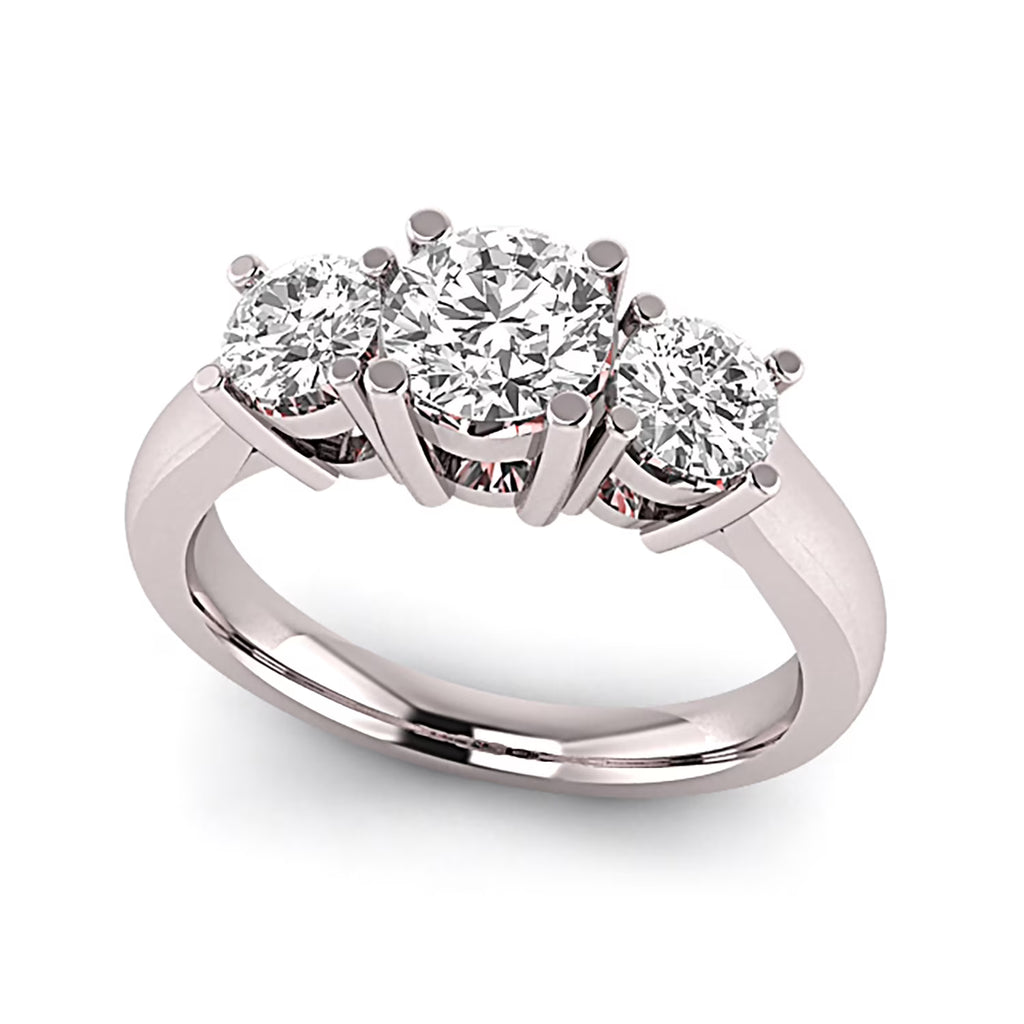 14K White Gold Three Stone Ring R136