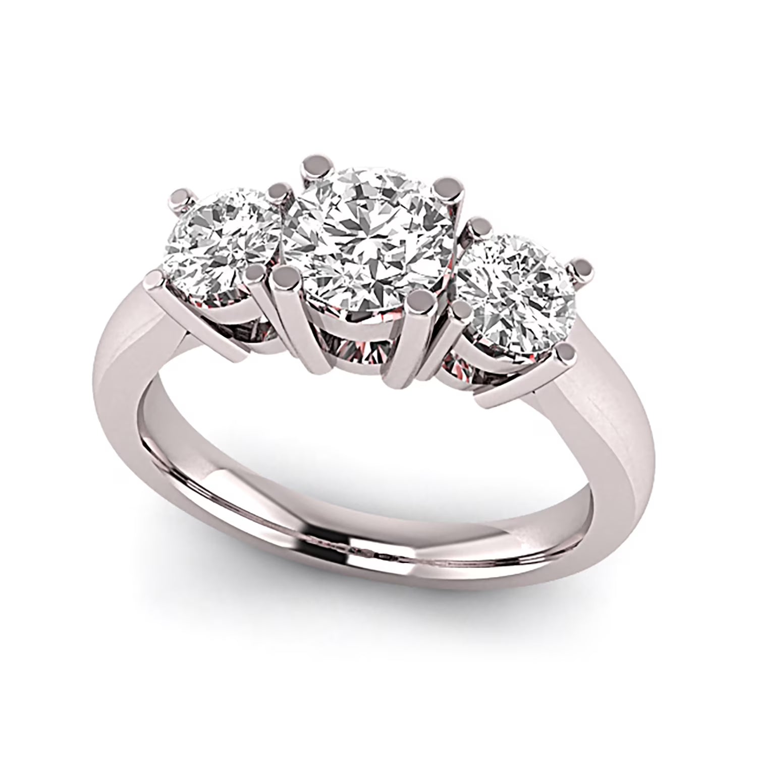 14K White Gold Three Stone Ring R136
