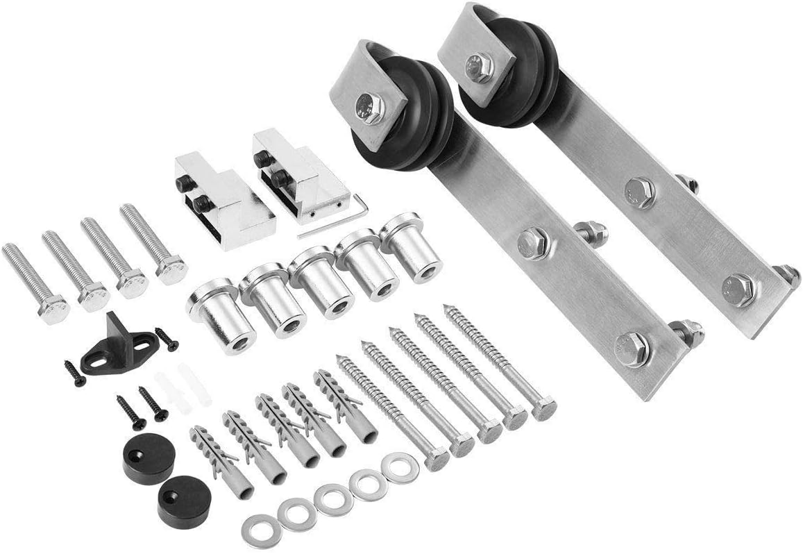 Solid Barn Door with Stainless Steel Rail Hardware Kit S163