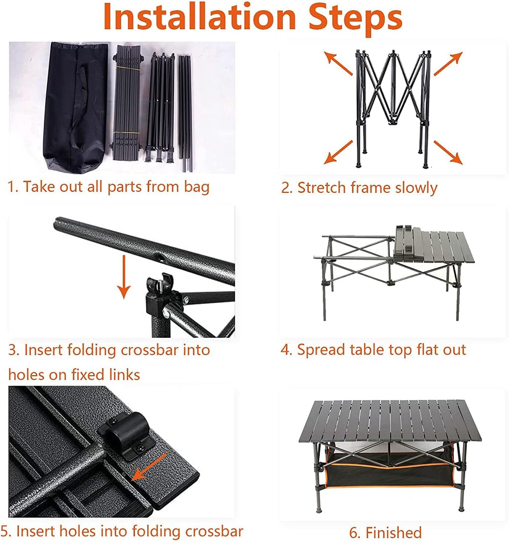Heavy Duty Aluminum Camping Table with Carry Bag W88987