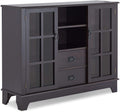 Contemporary Console Table Buffet Sideboard Storage Cabinet with 2-Drawer, 2 Open Compartments & 2 Glass Doors, 42 L x 12 W x 32 H (Espresso) P39137