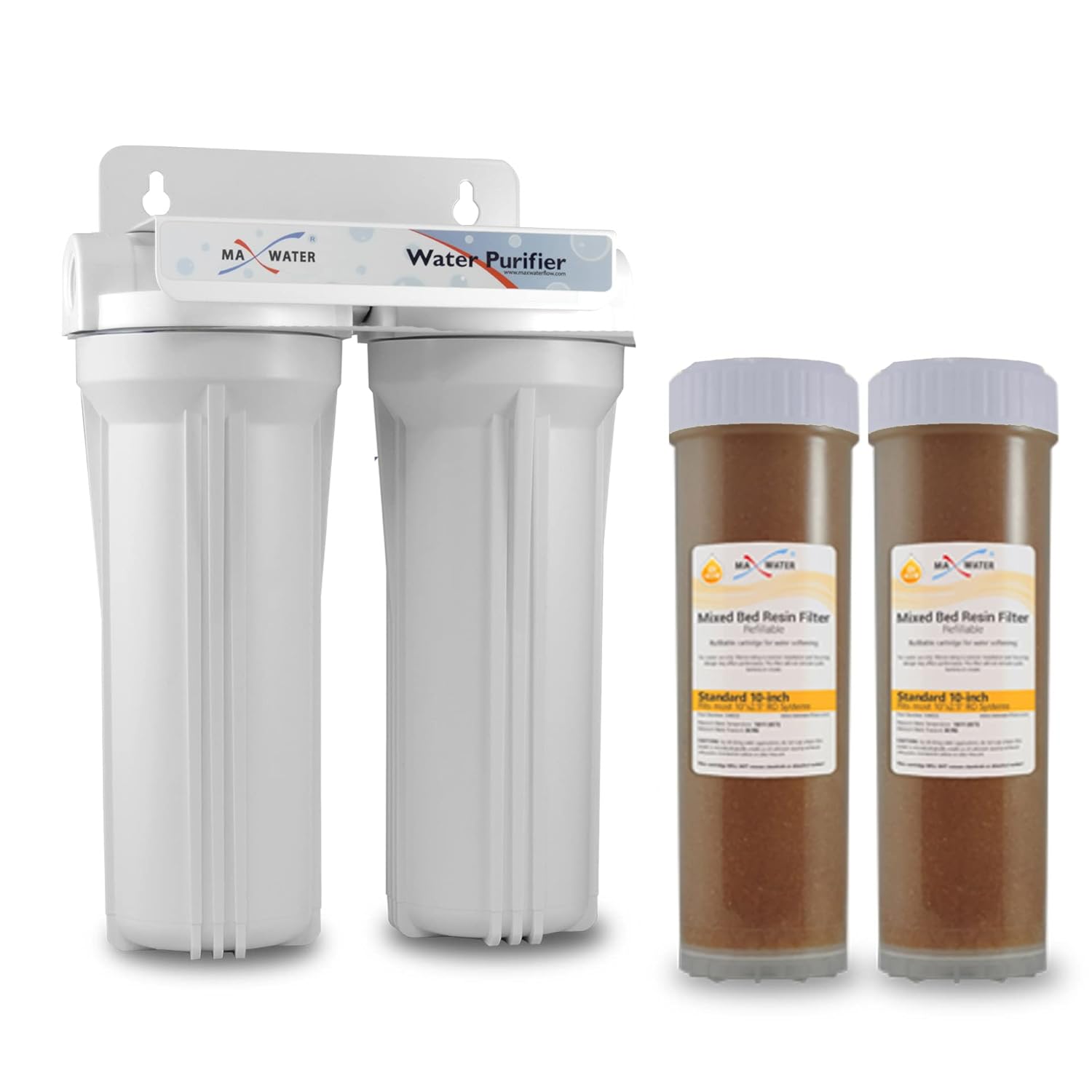10" Dual 2.5" Mixed Bed DI Resin Refillable Filter Cartridges Water System I653125