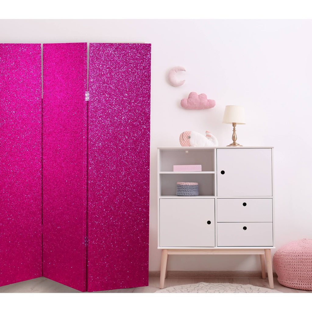 Pink 3-Panel Folding Room Divider D657