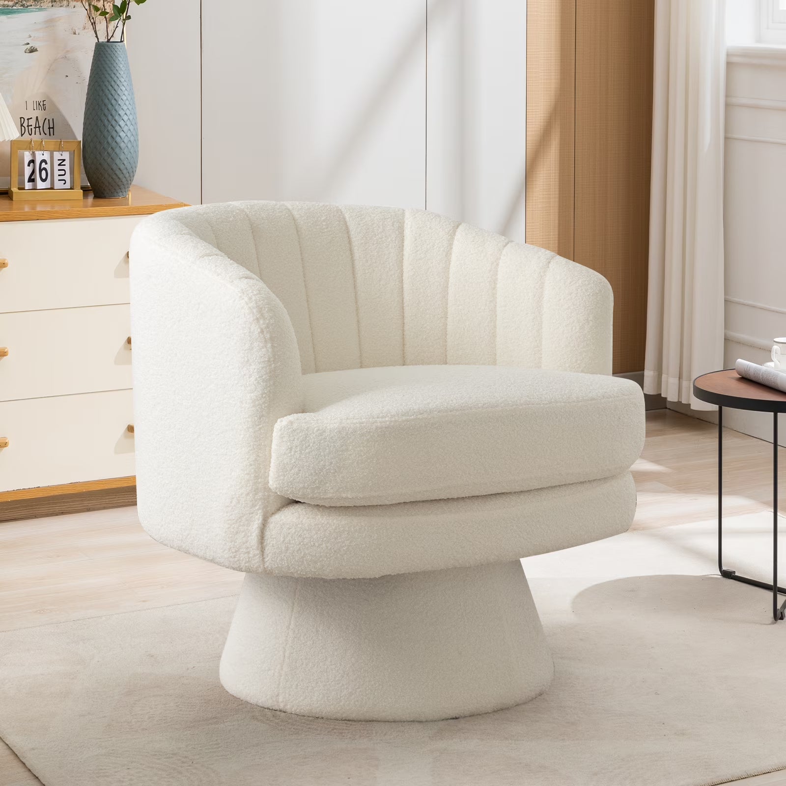 Beige Swivel Accent Chair N1022