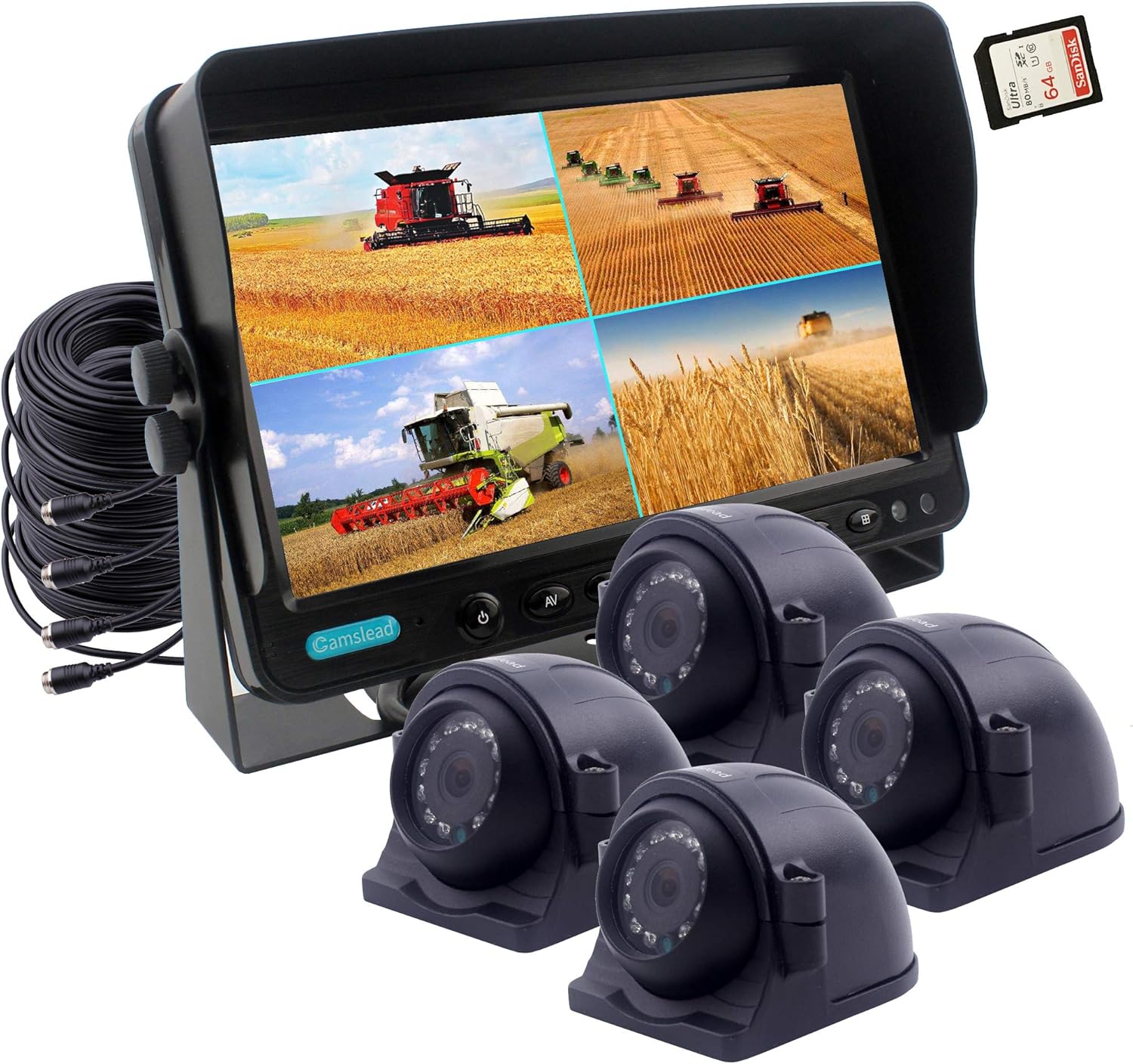 7 inch Backup Camera System with Quad Split Screen Monitor C6058
