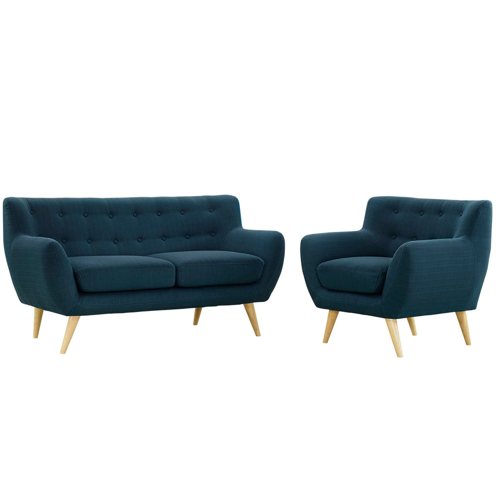 Navy Fabric 2 pcs Living Room Set S114333