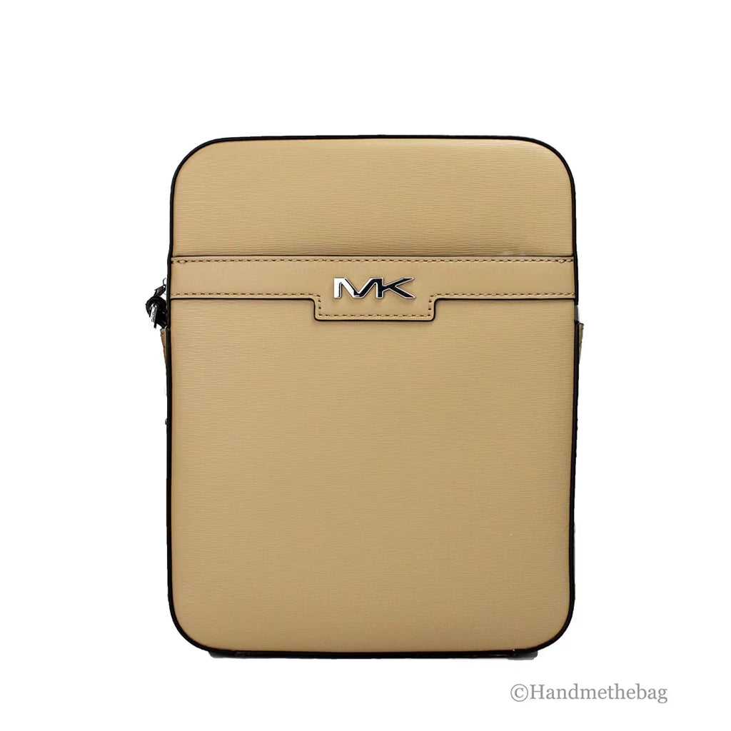 Camel Crossgrain Leather Crossbody Bag V49771