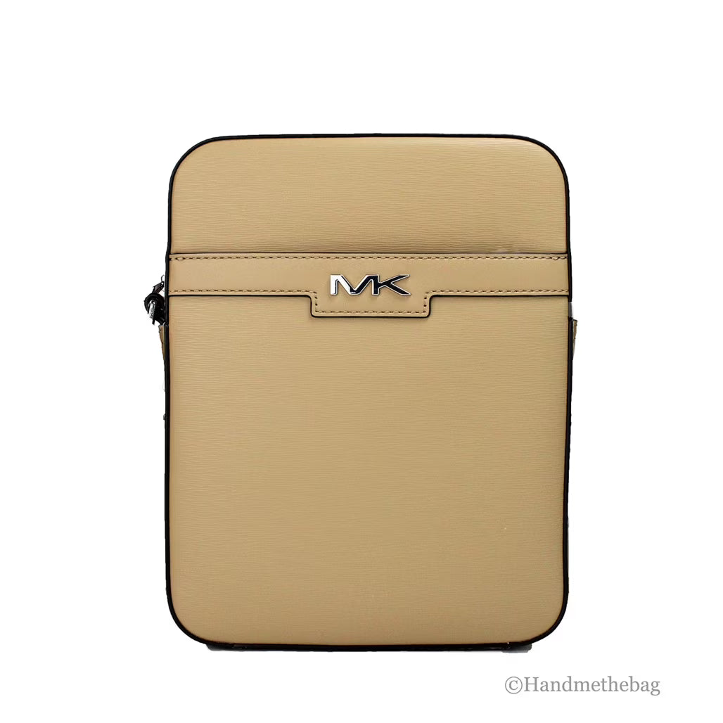 Camel Crossgrain Leather Crossbody Bag V49771