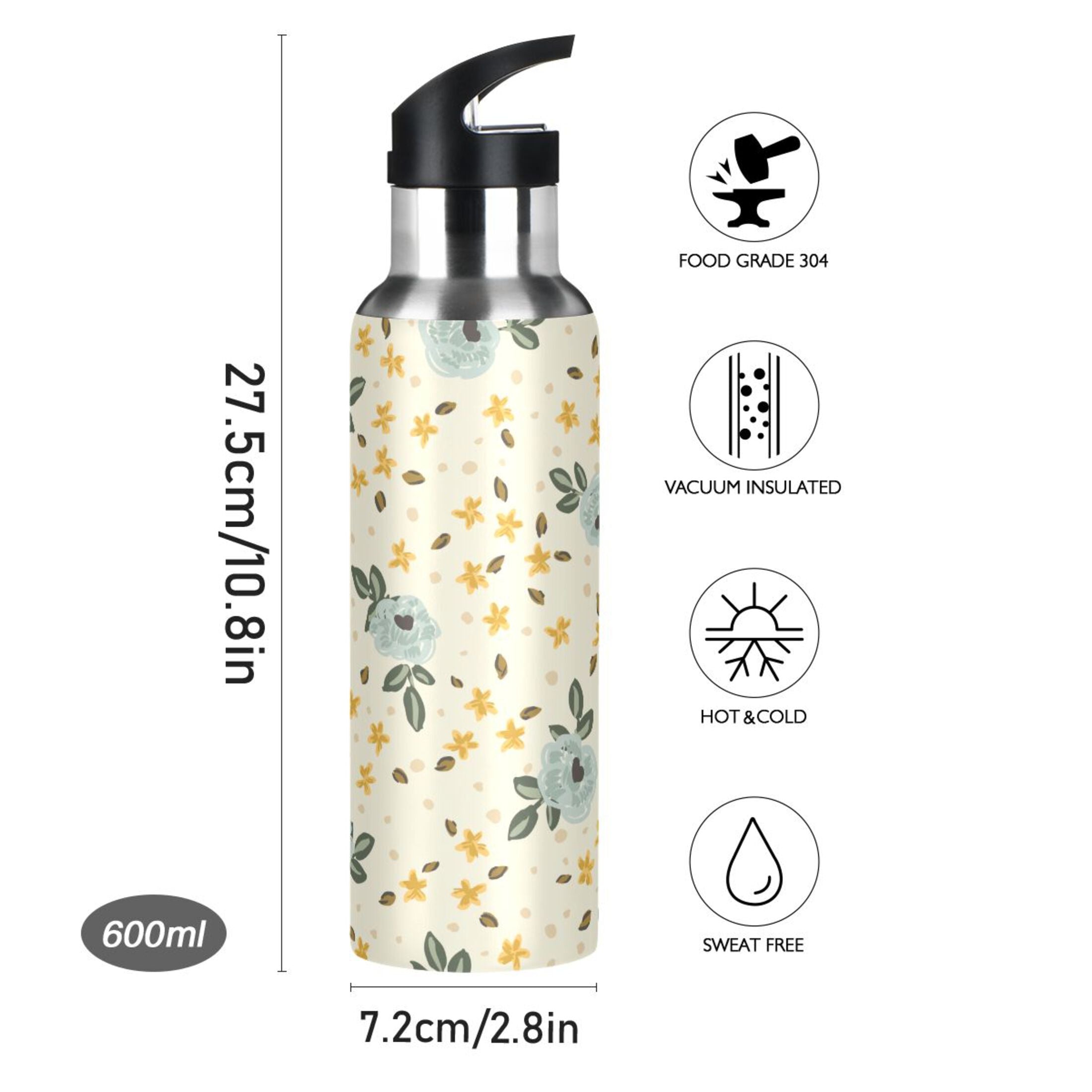 Stainless Steel Insulated Water Bottle with Straw Lid O320