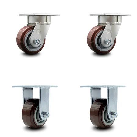 4 inch Polyolefin Wheel Swivel Caster Set 2 Swivel 2 Rigid Z64308