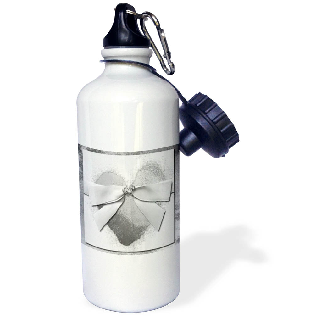 Silver Hearts on Silver Heart with Bow 21 oz Sports Water Bottle R201