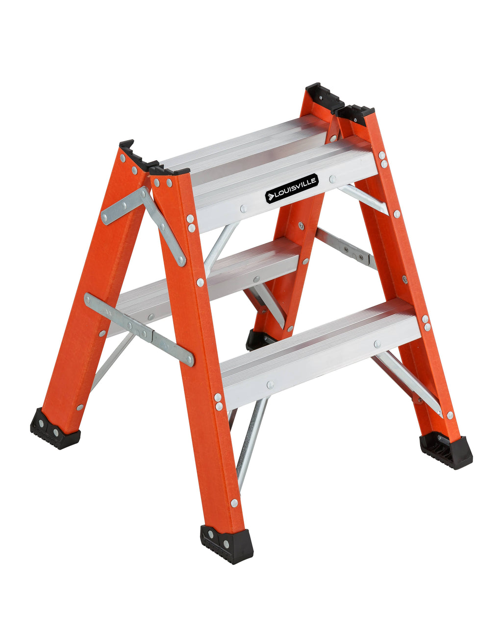Fiberglass Twin Front Step Stool, 375-pound Load Capacity H7356