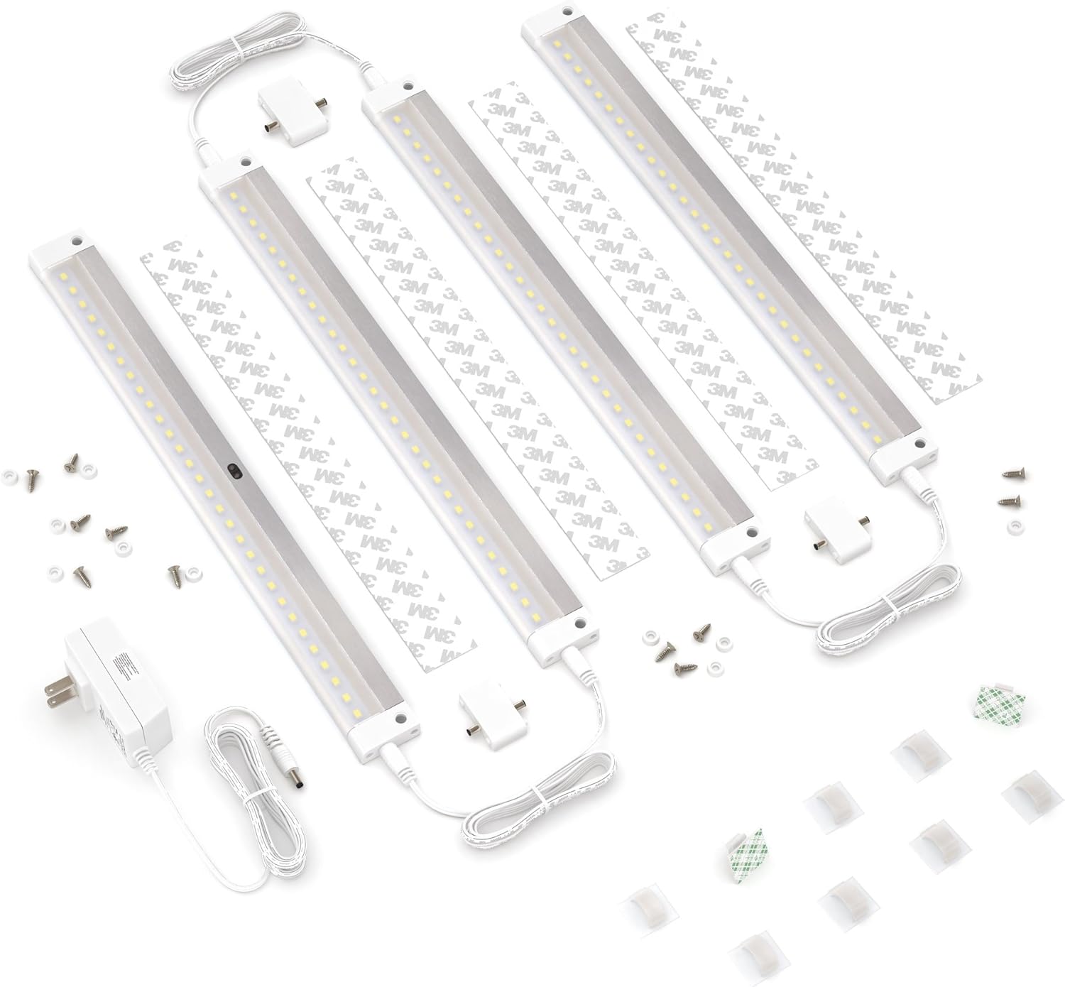 White Finish 4 Panels 12 Inch LED Dimmable Under Cabinet Lighting Kit K353