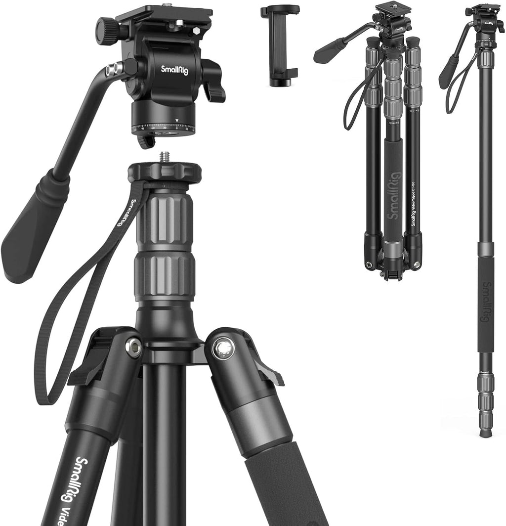71 Video Tripod Monopod with Fluid Head, Aluminum Camera Tripod, Adjustable Height from 16.5 to 71 S5471