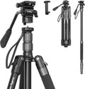 71 Video Tripod Monopod with Fluid Head, Aluminum Camera Tripod, Adjustable Height from 16.5 to 71 S5471