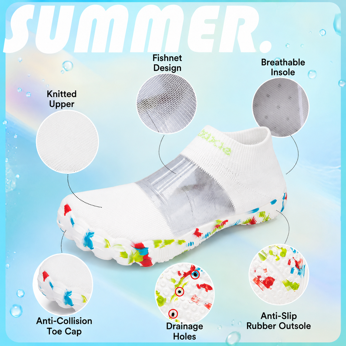 Women’s Breathable Mesh Water Shoes | Quick-Dry Non-Slip Aqua Socks for Beach, Yoga & Swimming