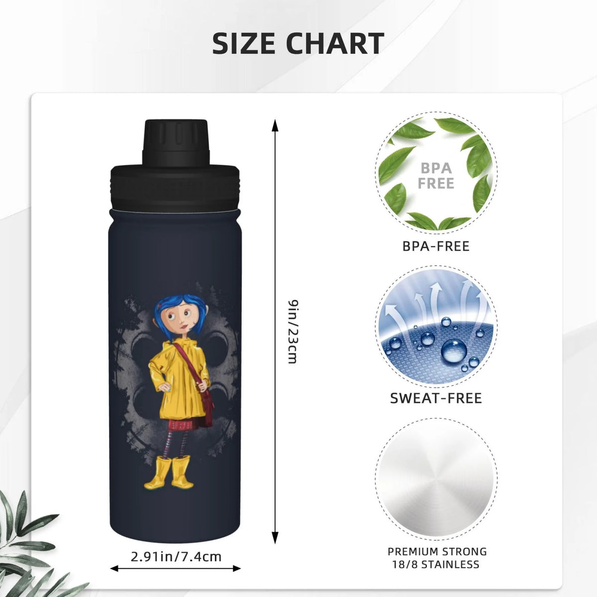 18OZ Insulated Stainless Steel Water Bottle B81913