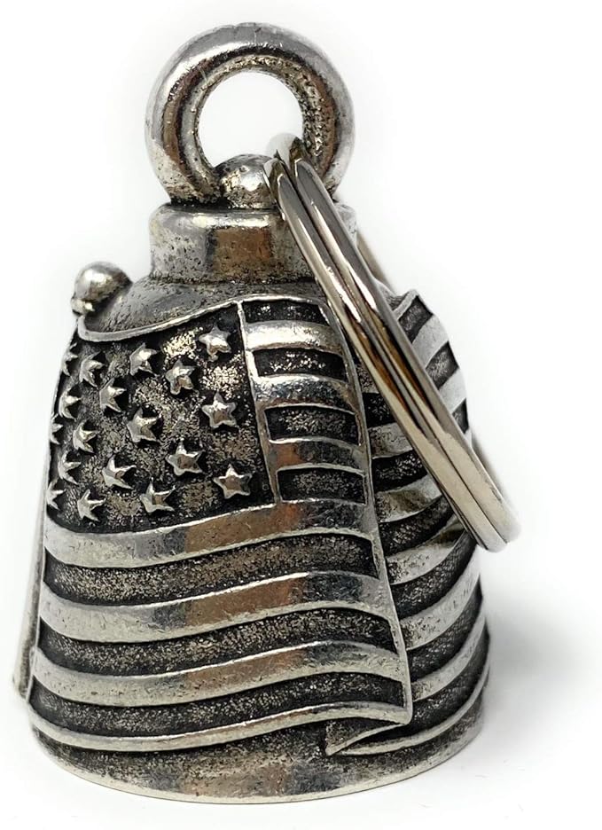US Flag Motorcycle Biker Bell Key Chain D59225