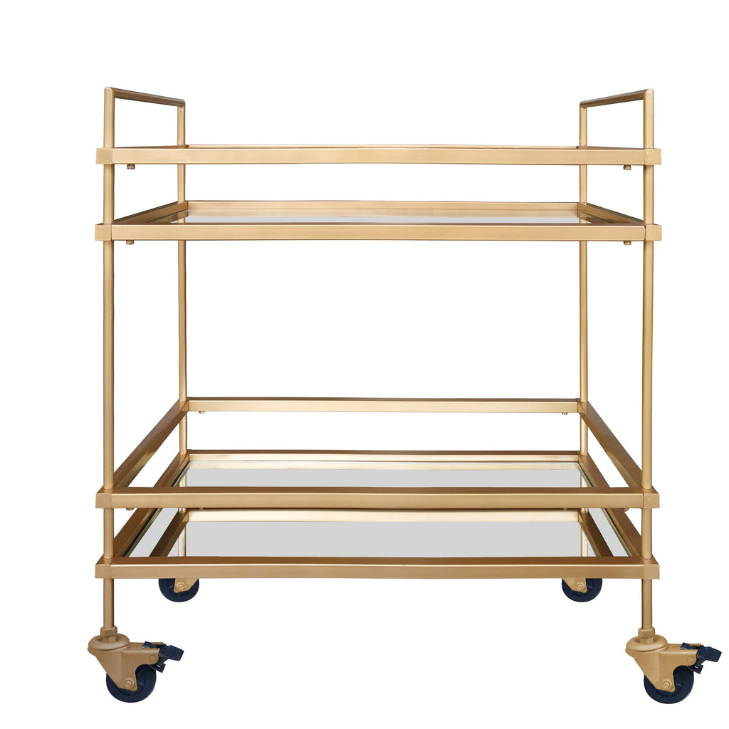 Gold Bar Cart with Two Glass Shelves I84629