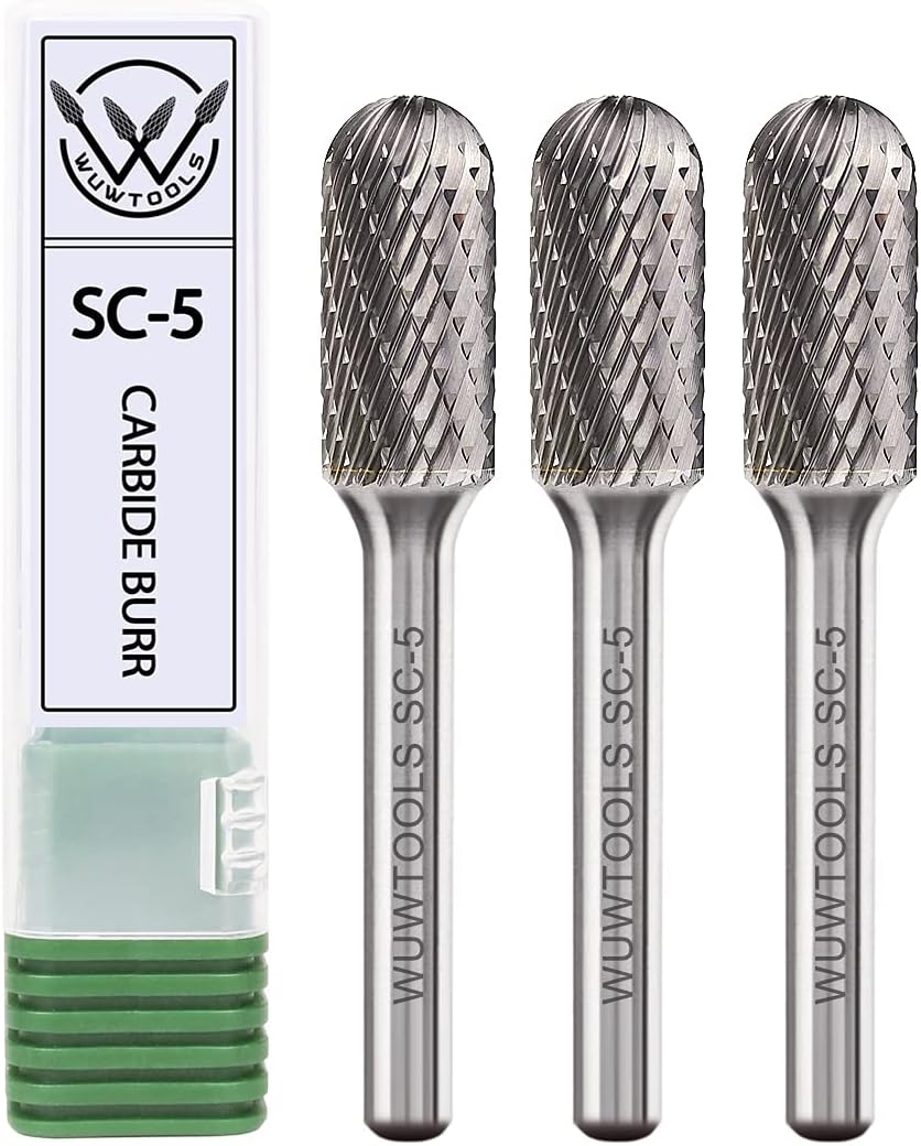 Carbide Cutting Burrs 1/4 Shank Tungsten Double Cut Rotary File Die Grinder Bit 3PCS Pack of 2 N2840