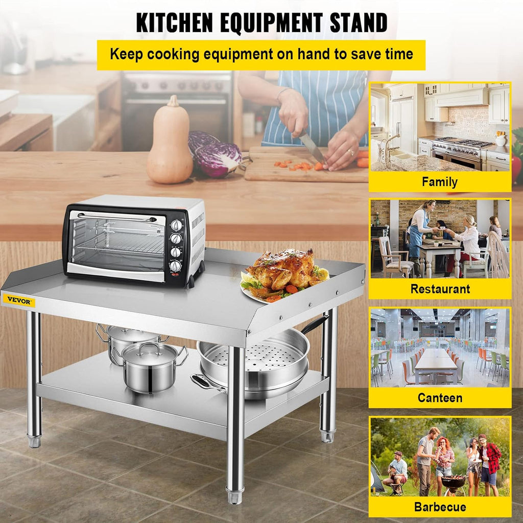 Stainless Steel Grill Stand Table with Adjustable Storage Undershelf T949