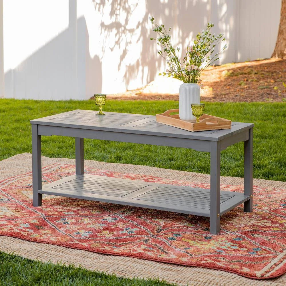 Grey Wash Acacia Wood Outdoor Coffee Table A1130