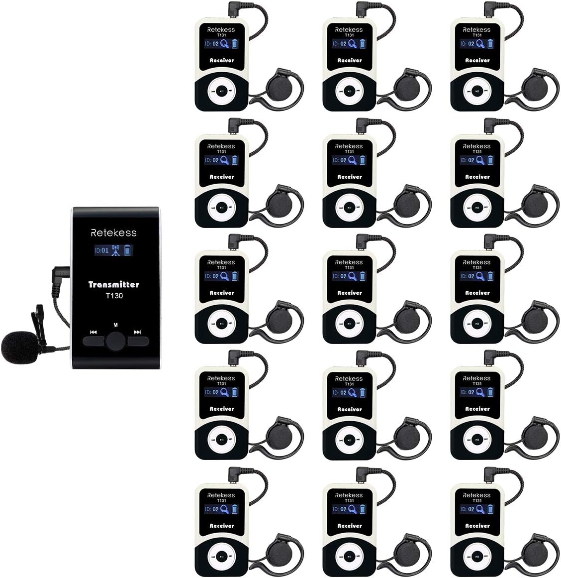 Wireless Tour Guide System Headsets, 99 Channels, Transmitter 15 Receivers A23803