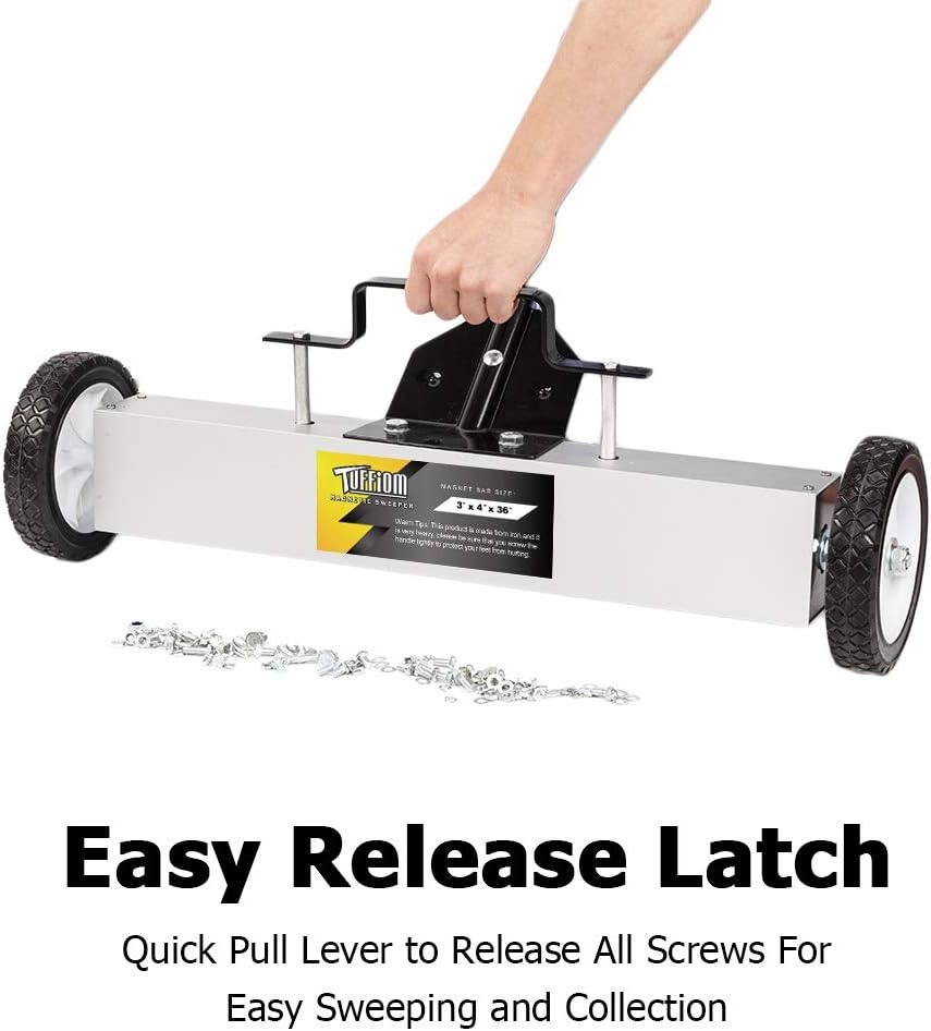 36-Inch Rolling Magnetic Pick-Up Sweeper with Quick Release Latch & Adjustable Long Handle, Pack of 2 U5982