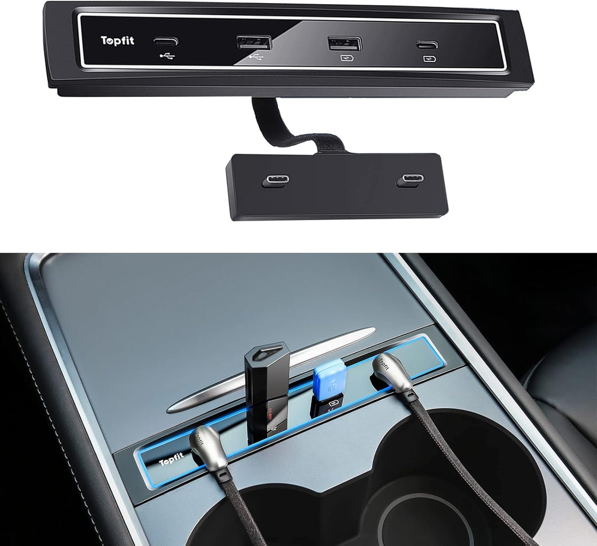 USB C Multiport HUB Adapter Charger Splitter, black X246