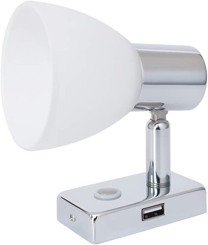12V 3W LED Reading Light with USB Port Touch Switch Dimmable Warm Chrome Pack of 2 D6799