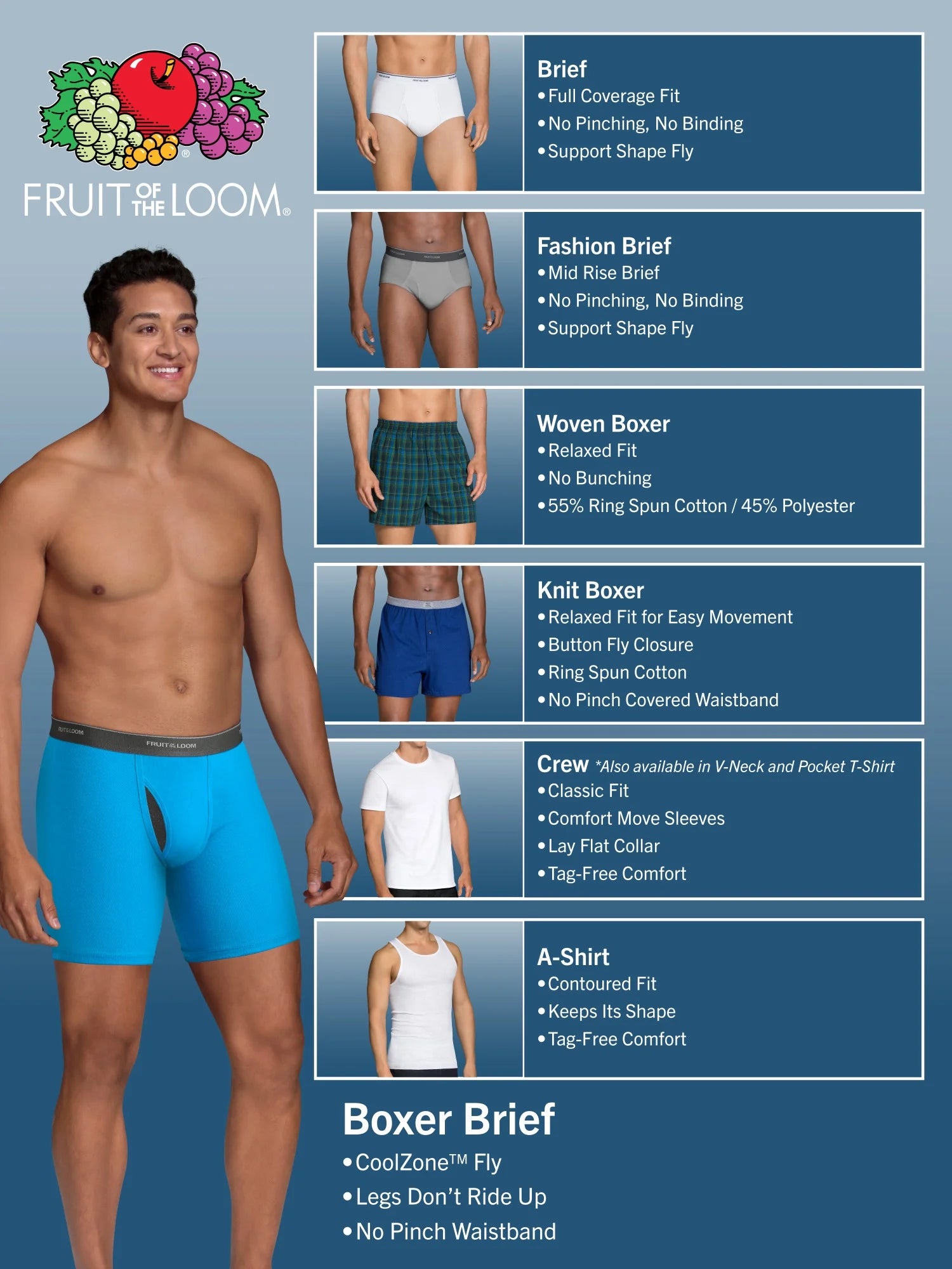 6 Pack Men's CoolZone Boxer Briefs O9174