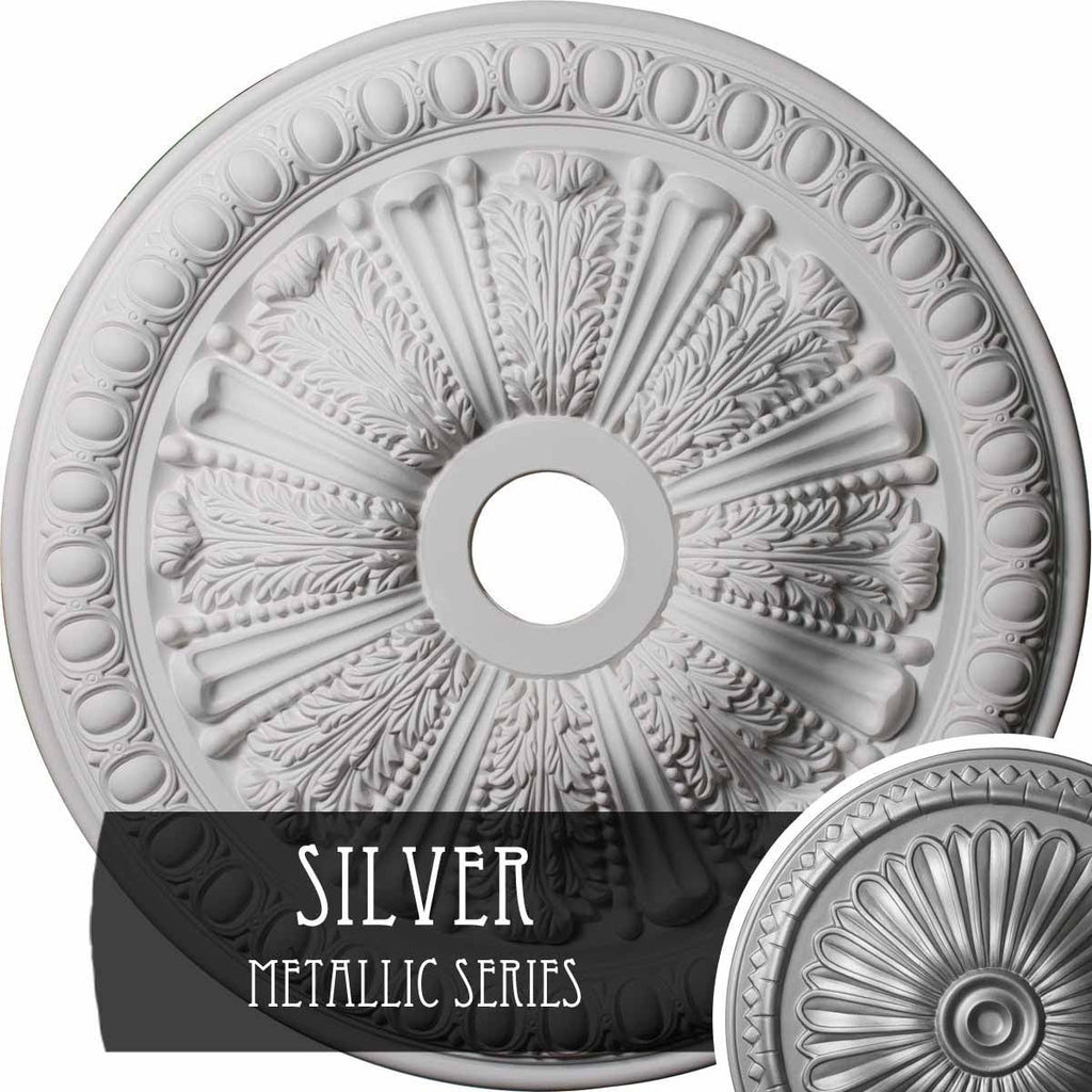 Hand-Painted Silver Ceiling Medallion Q263