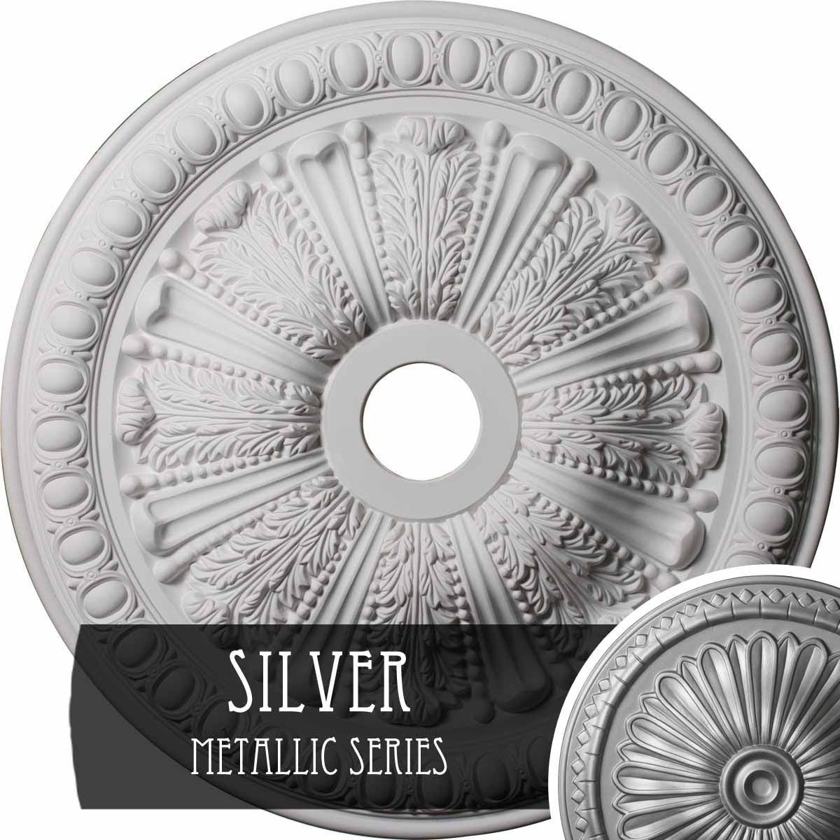 Hand-Painted Silver Ceiling Medallion Q263