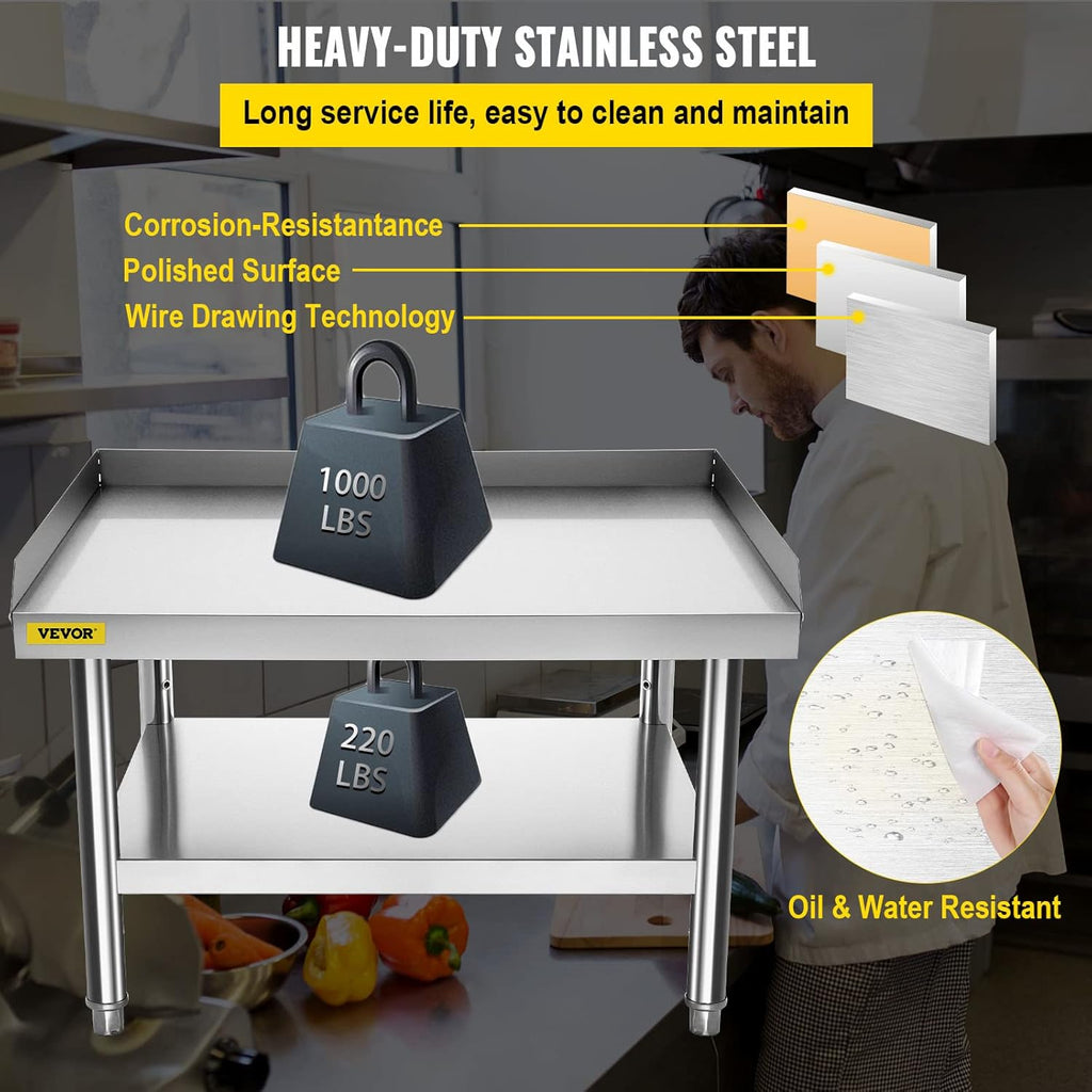 Stainless Steel Grill Stand Table with Adjustable Storage Undershelf T949