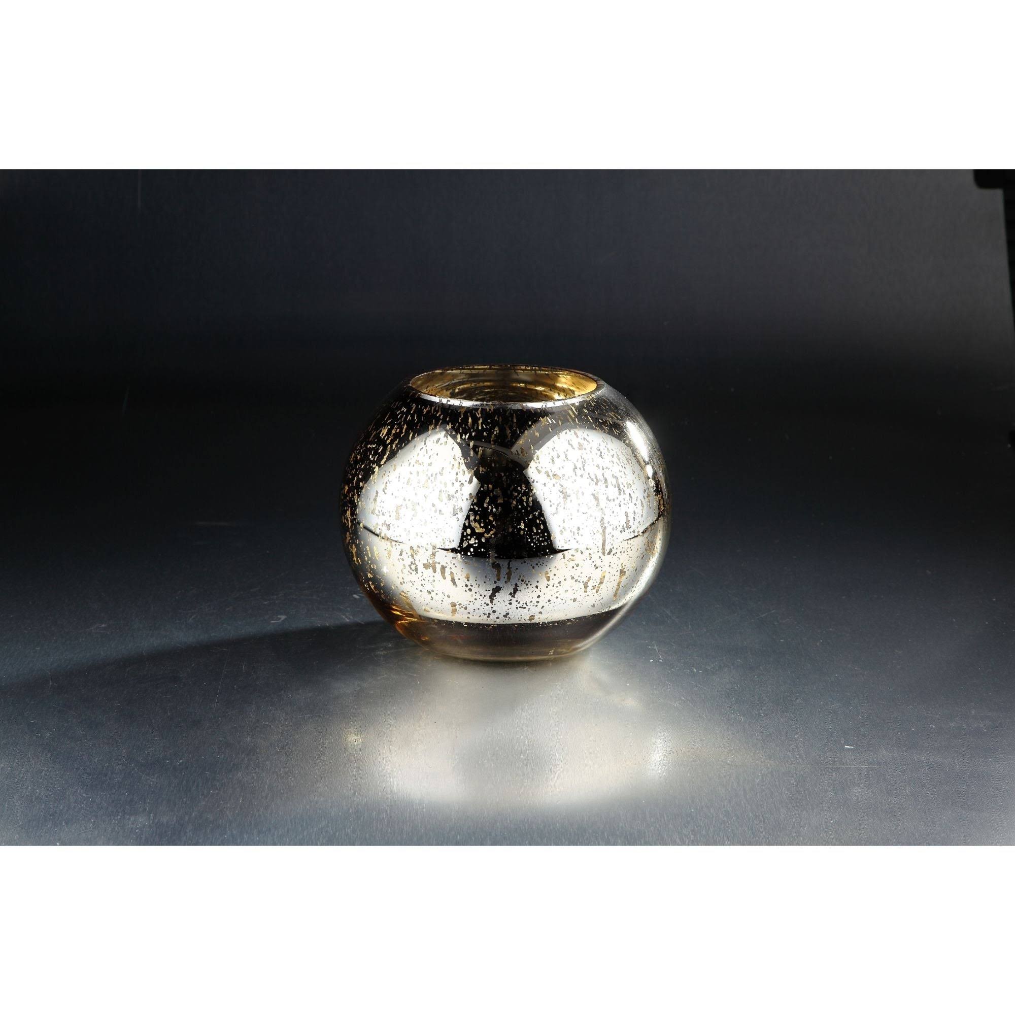 Silver Colored Round Mercury Glass Votive Candle Holder S466