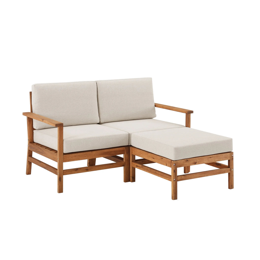 Brown Solid Wood 3-Piece Outdoor Sectional V37384