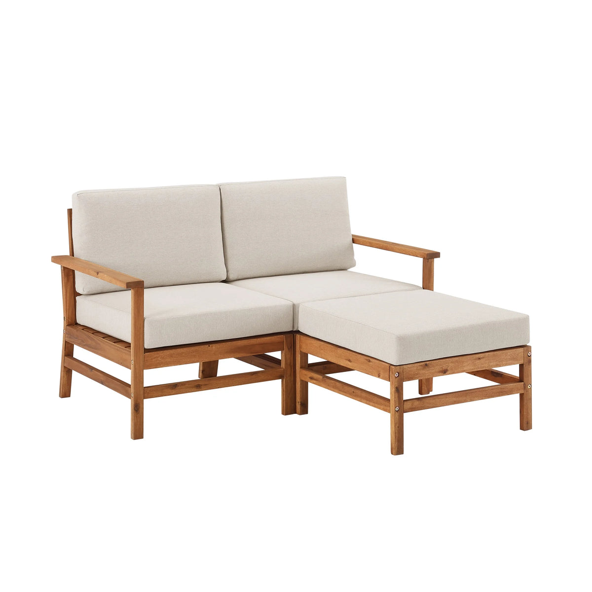 Brown Solid Wood 3-Piece Outdoor Sectional V37384